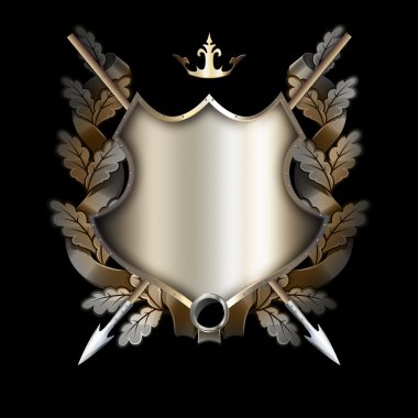 Spears ve çelenk ile Ortaçağ kalkan.