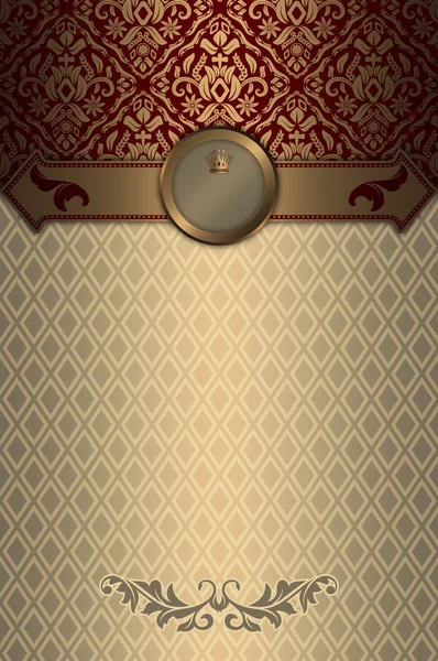 Gold vintage background with frame and patterns. — Stock Photo, Image