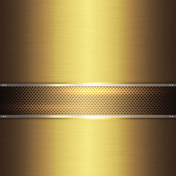 Gouden metalen achtergrond met decoratieve raster. — Stockfoto