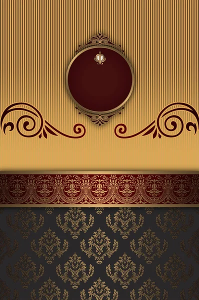 Goldener Hintergrund mit Zierrand, Rahmen und Mustern. — Stockfoto