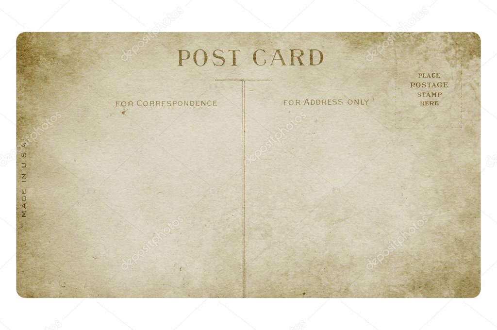 Old post card. Isolated on white background.