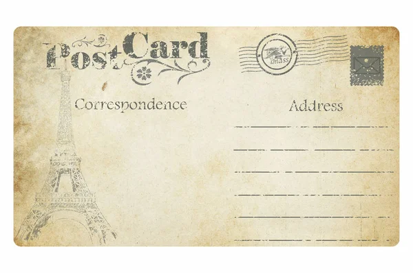 Cartão postal antigo. Isolado sobre fundo branco . — Fotografia de Stock