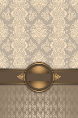 Altın sınır ve vintage desen dekoratif arka plan.