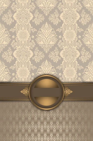 Sfondo decorativo con bordo in oro e motivi vintage . — Foto Stock