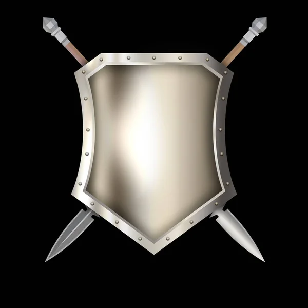 Antiguo escudo remachado y dos lanzas . — Foto de Stock