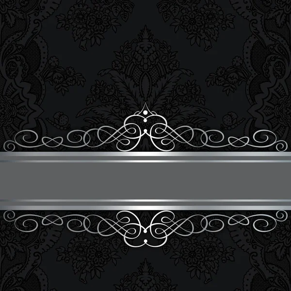 Fondo vintage negro con borde elegante y patrones . —  Fotos de Stock