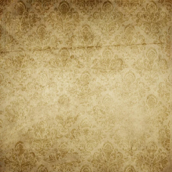 Leeftijd vergeelde paper achtergrond met vintage patronen. — Stockfoto