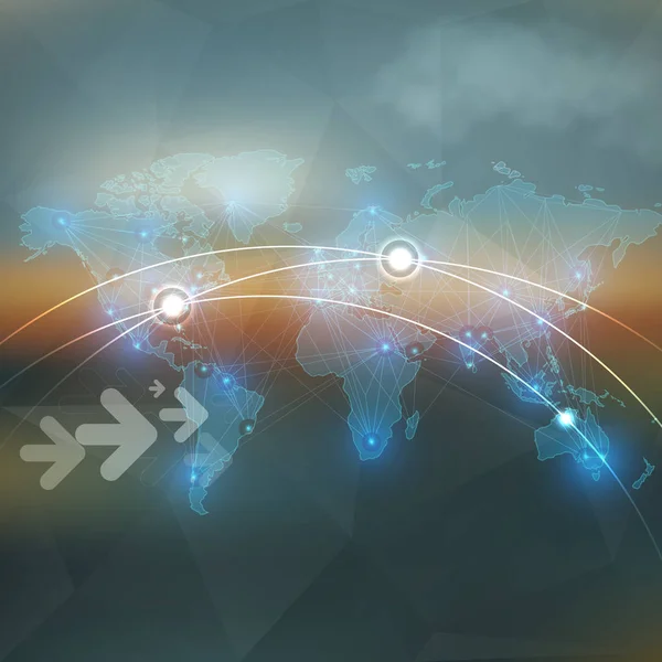 Abstract background with world map. Global network. — Stock Photo, Image