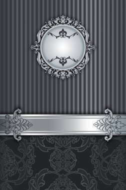 Lüks Gümüş arka plan dekoratif çerçeve ve desenleri ile.