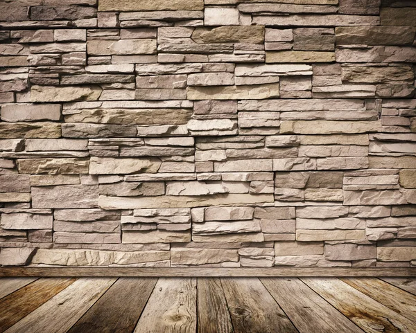 Piaskowiec ścian i podłogi drewniane tła. — Zdjęcie stockowe