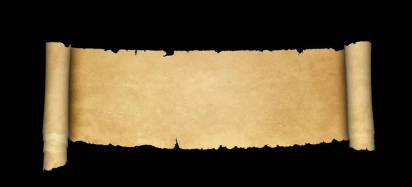 Старовинний пергамент на чорному тлі . — стокове фото