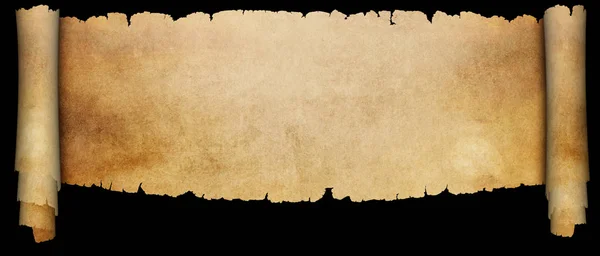 Antika pergament rulla på svart bakgrund. — Stockfoto