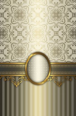 Altın Çerçeve ve zarif desenler ile dekoratif arka plan.