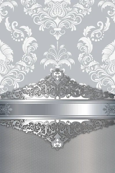 Silver vintage background with decorative border. — Stock Photo, Image