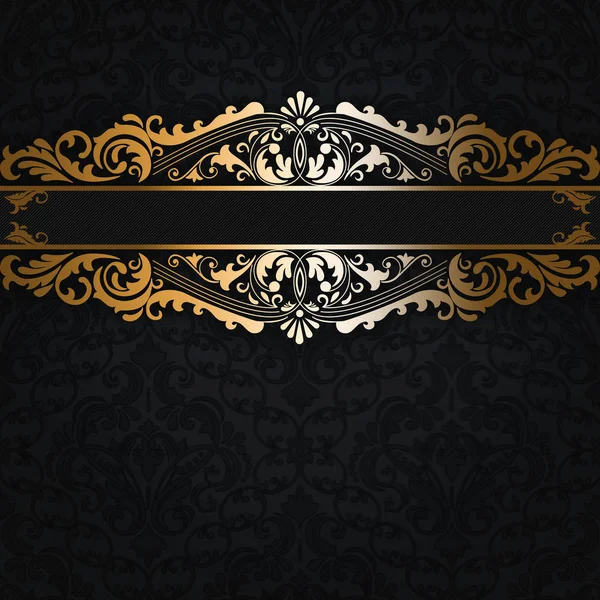 Black decorative background with elegant golden border. — Stock Photo, Image