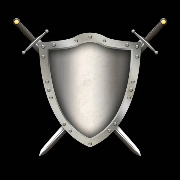 Escudo medieval remachado con espadas . — Foto de Stock