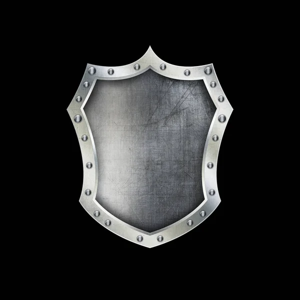 Ancient metallic shield with riveted border. — Stock Photo, Image