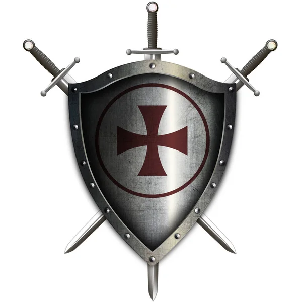 Kızıl Haç ve kılıç ile Ortaçağ kalkan.