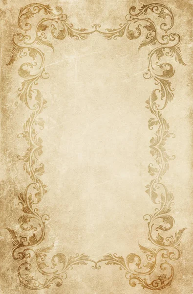 Achtergrond van het oude papier met decoratieve vintage frame. — Stockfoto
