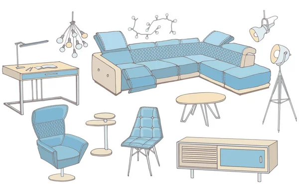 Loft sofa 1 kolor niebieski — Zdjęcie stockowe