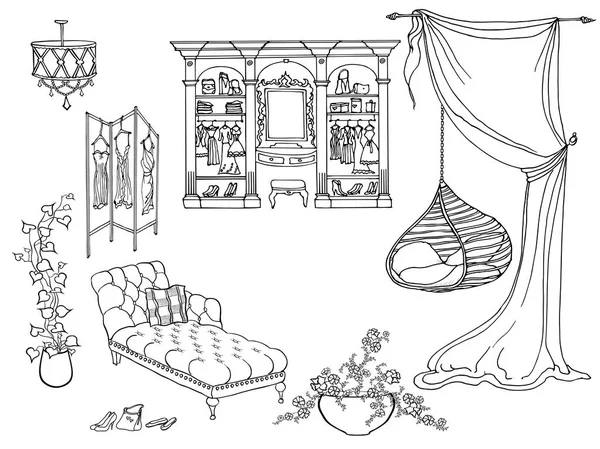 Подвесное кресло женской гардеробной — стоковый вектор