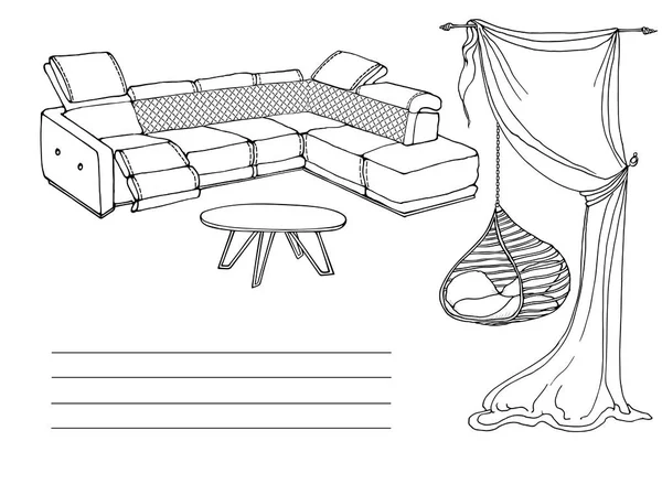 Pendant chair loft sofa — Stockvector