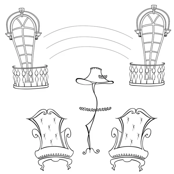 Animado: sillon | Sillón de dibujos animados con lámpara — Vector de