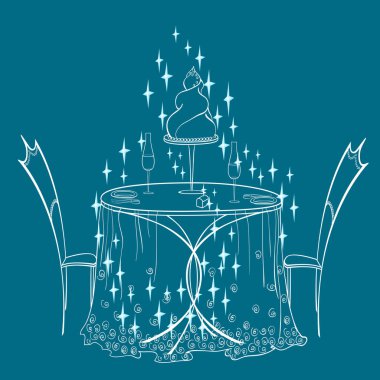 Tablo çift çizgi film mavi yıldız koyu