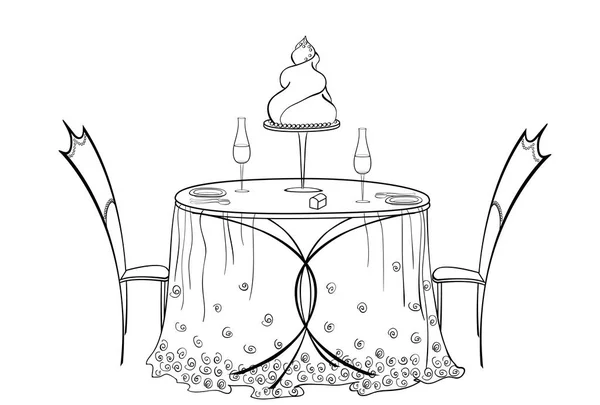 Table couple dessin animé — Image vectorielle