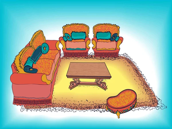 Poltrone divano interno emp luminose — Vettoriale Stock