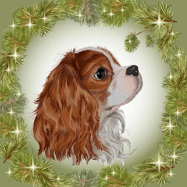 Épagneul pour chien Nouvel An 2018 — Image vectorielle
