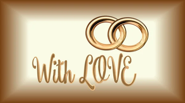 Svatební Pozdrav Karty Dvěma Zlatých Prstenů Nápis Láskou Vektorové Izolované — Stockový vektor