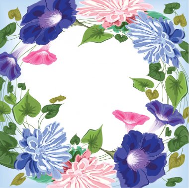 çelenk çerçeve çiçek, yaprak ve kıvırcık kaynaklanıyor - astra, vin yapılmış