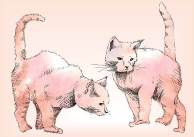 two figures of cats,