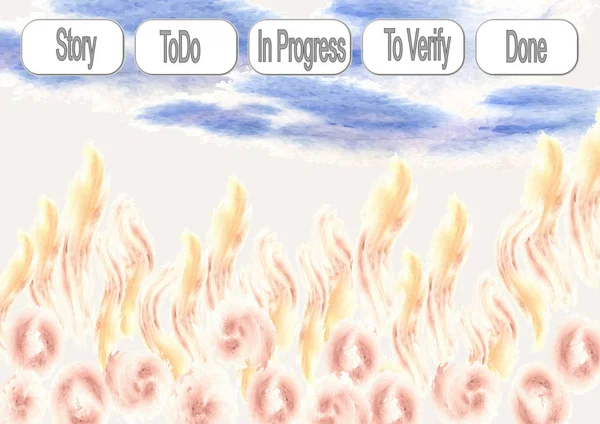 Kanban tablero de fuego, cielo — Vector de stock