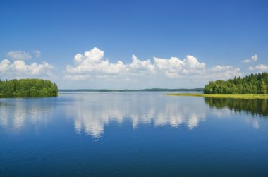 Yaz sahne. Lake Valdayskoye (Valdai). Rusya