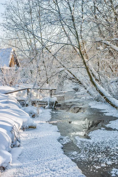 겨울 장면입니다. 러시아의 시골 — 스톡 사진
