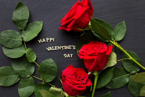 Closeup inscription "Happy Valentine on a black background — Stock Photo, Image