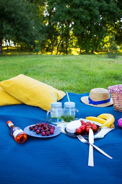 Parlak yaz piknik lezzetli yemekler ve parlak duygular.