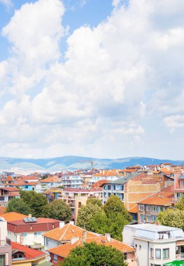 Nessebar, güzel çatılar görüntülemek yukarıda-yaz, güneş