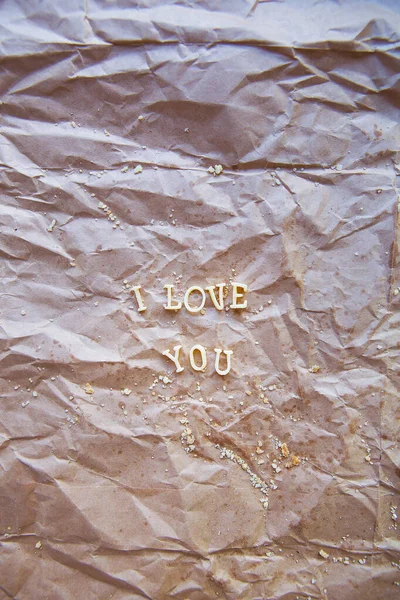 Adoro-te escrito em papel kraft. — Fotografia de Stock