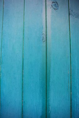 Eski püskü ve çok eski yeşil-mavi ahşap çit.