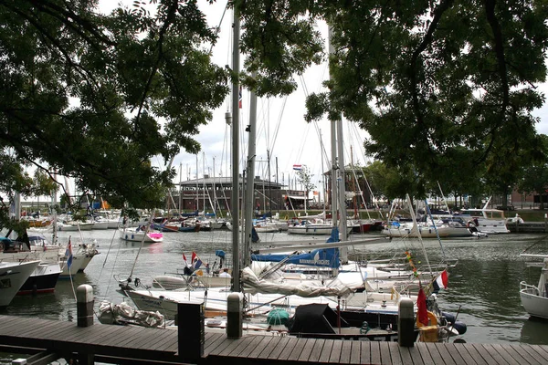 Enkhuizen, marina historique remplie de voiliers — Photo