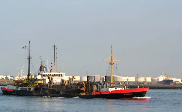 A nova via navegável Nieuwe Waterweg) perto de Hoek van Holland — Fotografia de Stock