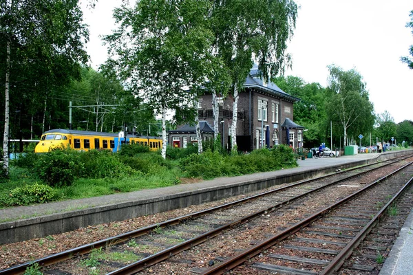 Поїзд на рейки у провінції Limburg — стокове фото