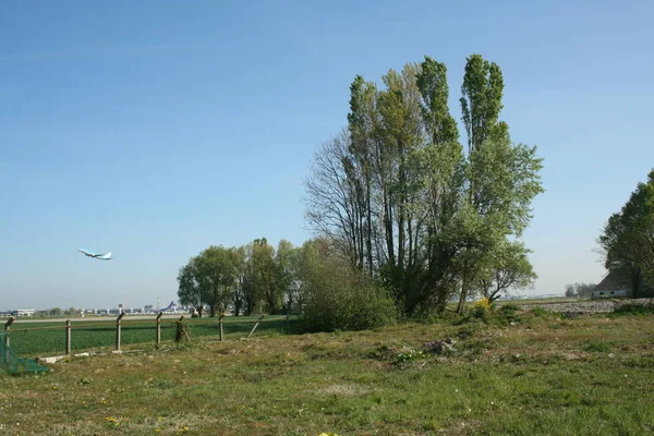 Flygplan som lyfter på runway på Schiphol — Stockfoto