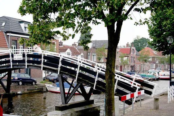 Pedestrian bridge over Canal in Sneek — Stock Photo, Image