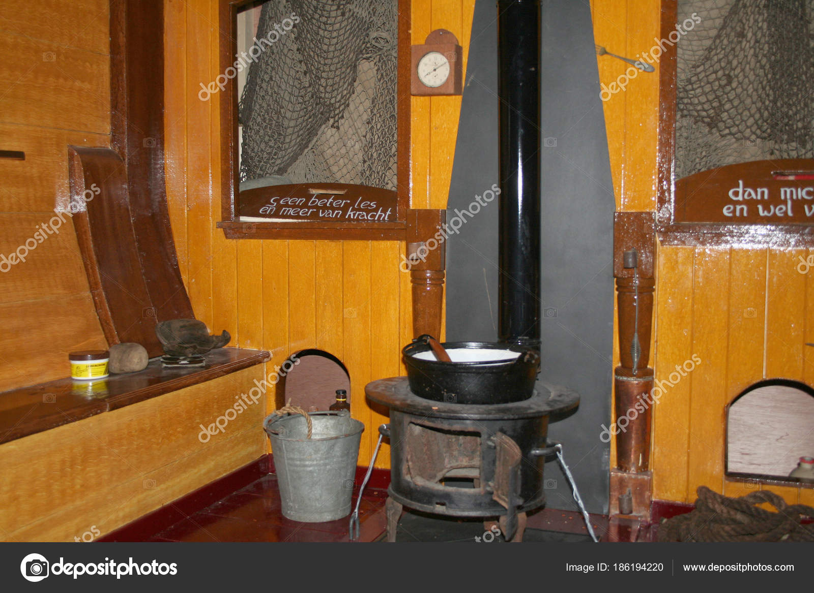 Interior Of An Old Fishing Boat Of The Museum Of Urk In The
