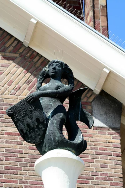 Nederländerna Holland Holländska Zeeland Westkapelle Juli 2017 Statue Sjöjungfru Centrum — Stockfoto