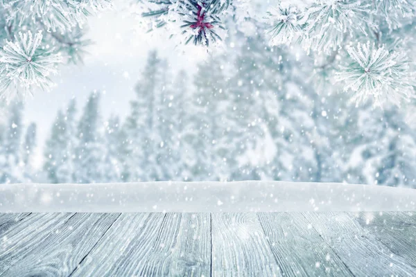 Schneefall Auf Waldbäumen Winterlandschaft — Stockfoto